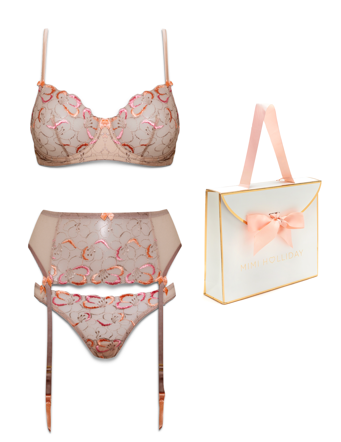 Amour Naturel Comfort Bra, Brief, Suspender & Bag Gift Set