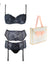 Charme du Charbon Padded Bra, Brief, Suspender & Bag Gift Set