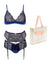 Tanzanita Triangle Bra, Brief, Suspender & Bag Gift Set
