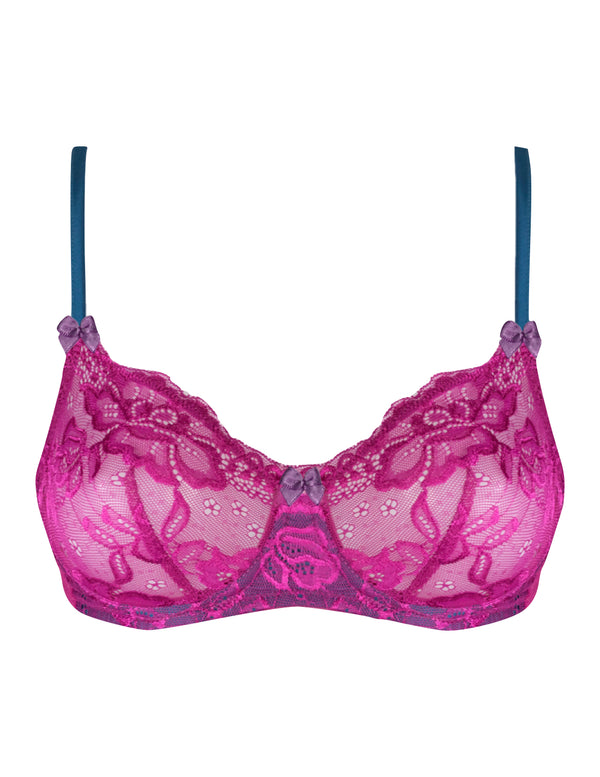 MIMI HOLLIDAY Fabulous Neon Pink Lace Padded Demi Bra Size UK 36B - EUR 80B  BNWT 5291211333611 on eBid Canada